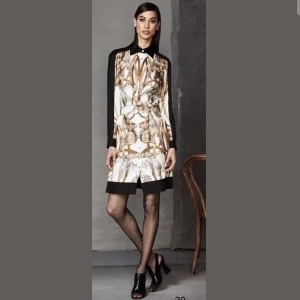 worth new york M shirt dress horsebit scarf print